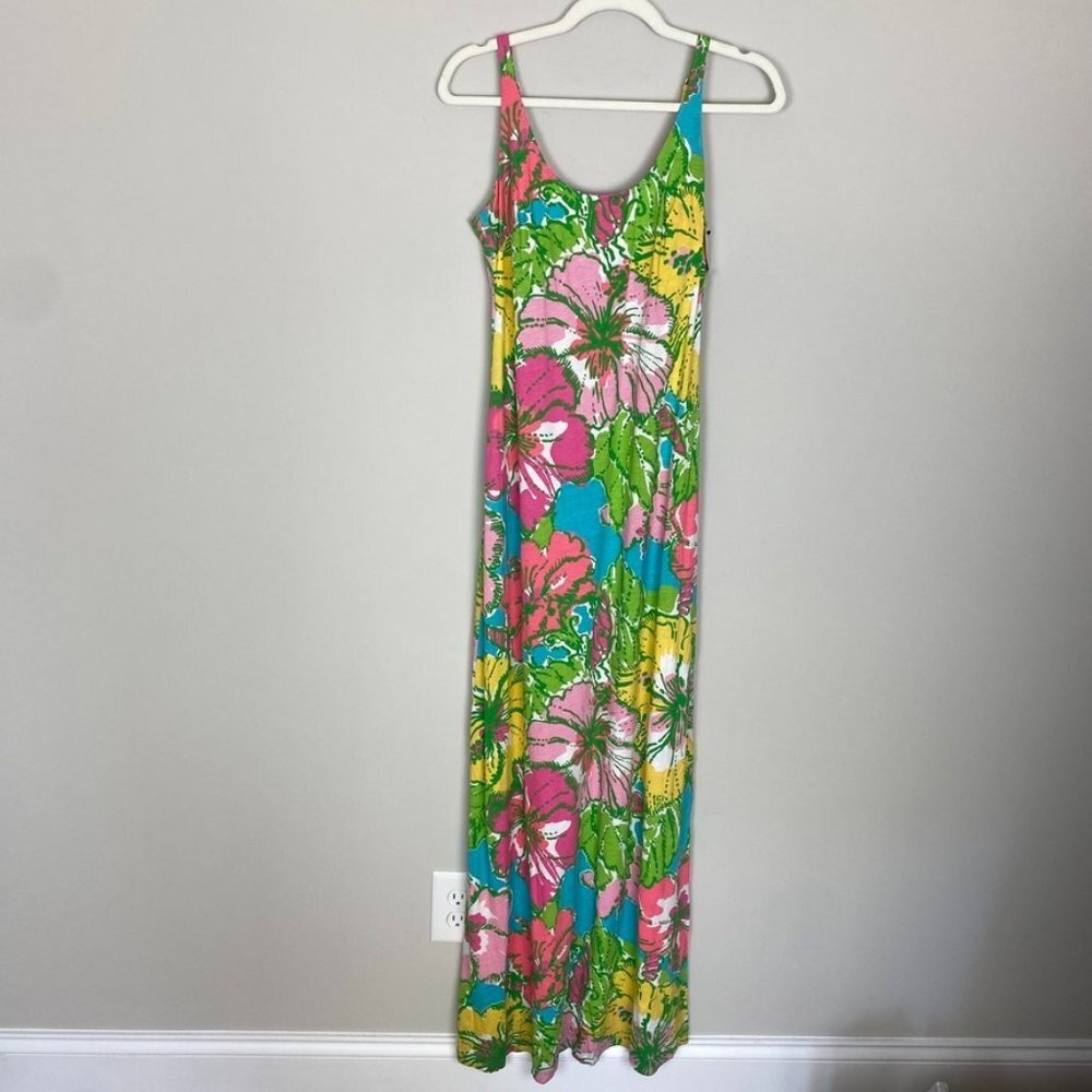 Lilly Pulitzer Tropical Floral Maxi Dress in Pink, Green, Blue, Yellow